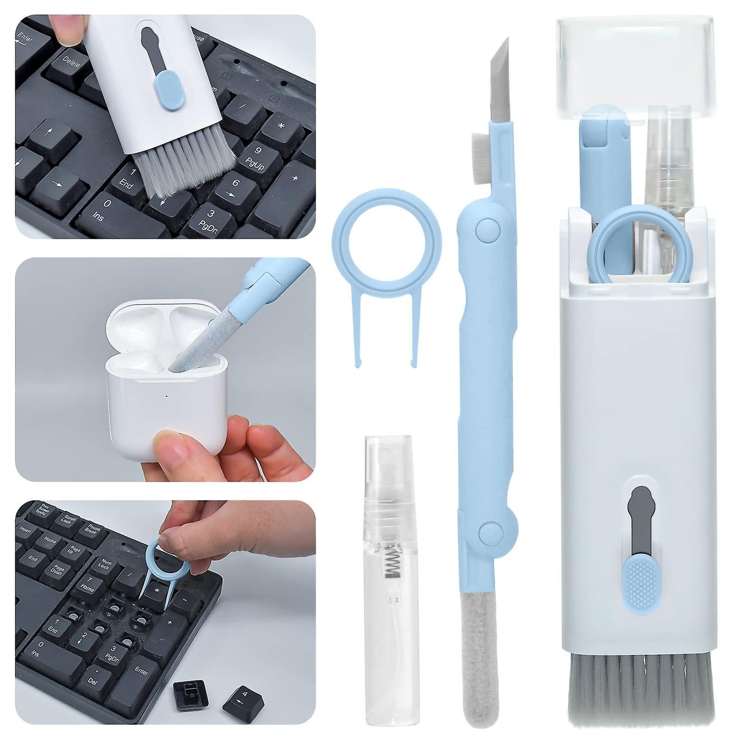 7-in-1 Computer Keyboard Cleaner Brush Kit Earphone Cleaning
